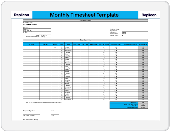 automated timesheet excel template