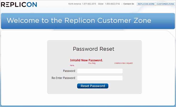 User Gets An Error Invalid New Password While Resetting Password Replicon